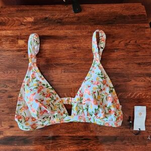 Shade & Shore Padded Bikini Top Large 12-14 Floral Swimsuit